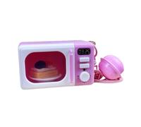 Oxxggkao Miniature Oven Phone Charm With Sound Effects & LED Light For Kids Role Play Pretend Kitchen Toy ABS Keychain Accessory Miniature Rotating Button Phone Ornaments