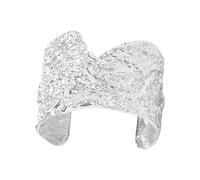 Oxxggkao Modern Gothic Iron Bangle with Distressed Texture and Angular V Cut Edges Punk Wrist Jewelry for Everyday Wear Gothic Textured Metal Bangle