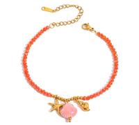 Oxxggkao Modern Starfishes & Shell Pendant Bracelets, Stainless Steel Pearls Accent Adjustable Jewelry for Casual Styles & Travel Adjustable Sea Sea Star Shell Charm Bracelets