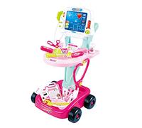 Oxxggkao Multi-Functional Doctor Cart Set With Pretend For Play Hammer Glasses And Thermometer For Kids Children's Day Rolling Medical- Cart Organizer