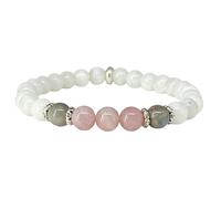 Oxxggkao Natural Rose Quartz Moonstone White Porcelain Stone Elegant Wrist Accessory for Sweet White Ceramic Stone Bangle