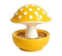 Oxxggkao Patio Food Holder Decorative Mushroom Bird Feeder, Resin Freestanding Bowl for Garden or Indoor Bird Areas Backyard Decor Compact Feeding Bowl