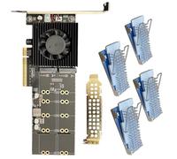 Oxxggkao PCIe4.0 4Port NVMe Expansion Card Supporting 4 Drive Without BIOS Split Natives Plugs Play Aluminum Heatsink