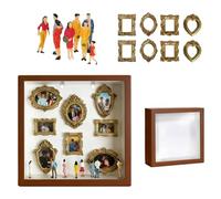 Oxxggkao Personalize Memory Display Museums Silhouetted Box Craft Set with Gold Frame for Celebrating Special Moment Home Art Miniature Museums Picture Frame