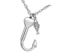 Oxxggkao Pet Memorial Necklace with Lovely Heart Shape Openable Ashes Holder Urn Jewelry to Honoring Departed and Human Memorial Necklace