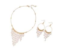 Oxxggkao Practical Unique Jewelry Set Delicate Charm Necklace and Pendant Earrings Alloy Texture Suitable for Daily Party Wear Geometric Necklace