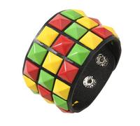 Oxxggkao Punk Inspired Leather Featuring Three Row Square Studs Soft Materials Adjustable Length for Comfort Wear Birthday