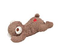 Oxxggkao Realistic Bear Embroidery Heart Design Plush Pillow for Dog Producing Continuous Heartbeat Sound Emotional Security Bear Eye Toy