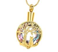 Oxxggkao Round Pet Cenotaph Charm with Secure Ashes Chamber Modifiable Necklace for Permanent Hair Reminder Secret Compartment Pet Jar Charm