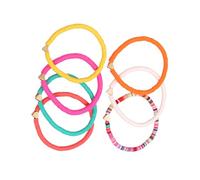 Oxxggkao Set Of 7 Soft Pottery Multicolored Heart Anklets Playful Heart Bead Foot Chain Assortment Soft Clay Ankle Charm Seven Pieces Jewelry Set