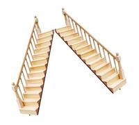 Oxxggkao Simple Wooden Staircase for Tiny Homes Detachable Structure Child Safe Resource Crafting Basics 2 Units Wooden Dollhouses Staircase