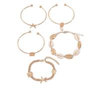 Oxxggkao Stackable Starfishes Shell Bangle Adjustable Stackable Beach Jewelry Hot Day Wristband for Fashion Women Trendy Beach Themed Gift
