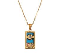 Oxxggkao Stylish Tarot Charm Jewelry Piece Necklace with Finish and Lightweight Comfortable Sweater Chain Symbolic Tarot Neckwear