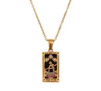 Oxxggkao Stylish Tarot Charm Jewelry Piece Necklace with Finish and Lightweight Comfortable Sweater Chain Symbolic Tarot Neckwear