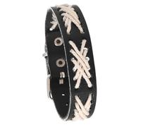 Oxxggkao Trendy Hand Chain with Adjustable Wax Rope and Alloy Components Punk Unisex Wristband Black Cattlehide Wristband