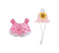Oxxggkao Two Piece Pet Costume Weave Dress with Coordinating Hat Soft Launderable Outfit for Birthday Festivities Weave Sixteen Fifty Small Animals