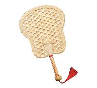 Oxxggkao Vintage Chinese Handmade Woven Hand Fan With Long Handle Tassels Cooling Handheld Straw Fans Wedding