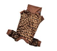 Oxxggkao Warmth Velvet Dog Pajamas Fashion Costume Full Coverage Leopard Print Easy Dressingup Winter Jumpsuit for Small Breeds Leopard Print Pet Sleepwear