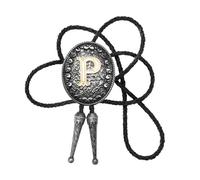 Oxxggkao Western Braided Leather Rope Bolotie Necktie With Metal Initial Letter Pendant For Men Women Parties And Casual Wear Bolo Tie