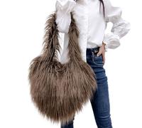 Oxxggkao Women Tote Bags Cute Heart Shape Crossbody Bag Plush Furs Straps Shoulder Portable Large Capacity Cute Crossbody Fluffier Tote Heart Shape Handbags For Women Messenger