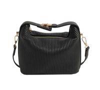 Oxxggkao Womens Top Handle Shoulder Crossbody Bag Zippered Pleated Ribbed PU Leather Solid Color Handbag Elegant Square Purse Small Square Shoulder