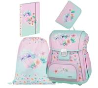 OXY BAG Premium School Set 4 Pieces: Ergonomic School Backpack, Sports Bag & Pencil Case with A4 Document Box Ideal for 1st & 2nd Class, flowers, PREMIUM, Casual