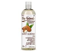 Oxy Naturals Certified Organic Sweet Almond Oil 250ml - 100% Pure, Cold-Pressed & Unrefined Almond Oil for Face, Body & Hair - Vegan & Cruelty-Free