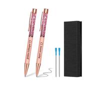 OXYEFEI Personalised Quicksand Glitter Pen Personalised Name Gift Pen for Women Girls Work Colleague Female Nanny (2pcs)