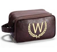 OXYEFEI Personalized Gifts for Men, Personalized Large Toiletry Bag for Men,Custom PU Leather Waterproof Mens Toiletry Travel with Initial Essential Dopp Kit Shaving Bag (W, Tea Brown)