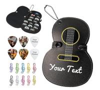 OXYEFEI Personalized Guitar Picks Holder,PU Leather Picks Organizer Holder Case Acoustic Electric Guitar Accessories Stuff Musical Gifts for Guitarists and Musicians(Case Only) (Black)