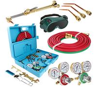 Oxygen Acetylene Torch Kit, Cutting Torch and Welding Kit, Oxy Gas Welding Cutting Brazing Set, Gas Welding Kit, Portable Oxy Acetylene Torch Welder, with Nozzles, Regulator, Hose Gauges, Blue Case