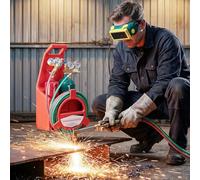 Oxygen Acetylene Torch Kit with Empty Gas Tanks, Portable Oxy Acetylene Torch Kit, Welding Cutting Torch Set, Brazing Kit with Twin Hose, Pressure Gauges, Regulators for DIY Metalwork Repair (Red)