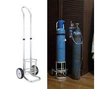 Oxygen Cylinder Rack Aluminum Alloy Rolling Tank Cart, Gas Height Adjustable 35" to 41", Small Size 2-Wheel(Diameter 23.4cm(9 1/4"))