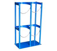 Oxygen Cylinder Rack for Storage & Transportation, Heavy-Duty Gas Cylinder Fixed Shelf, with Adjustable Protective Chain, for Hospital Laboratory Factory(Blue,60x30x100cm)