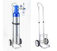 Oxygen cylinder rack,Metal Oxygen Tank Holder Cart with Wheels, 4-15L Cylinder Organizer Stand, Adjustable Ring Fixing Frame for Oxygen Canister Transportation (Diameter 16.8cm/6.5")