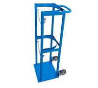 Oxygen Cylinder Rack Portable Acetylene Cylinder Rack with Handrails and Wheels, Rolling Oxygen Tank Cart Holder, One-Piece Cylinders Metal Organizer for Labs/Factories(Blue)