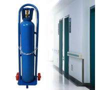 Oxygen cylinder rack,Portable Oxygen Tank Holder with Wheels - Metal Gas Cylinder Carrier Dolly for Industrial & Medical Use, Fits 2.1-4 Gal Tanks, Durable Oxygen Bottle Cart (H-110cm/43.25