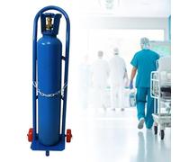 Oxygen Cylinder Rack Single Cylinder Oxygen Tank Holder with Wheels, Portable Oxygen Tank Cart 8-15L, O2 Canister Trolley for Hospital, Gas Tank Carrier Trolley(Blue,H-95cm(37 3/8"))