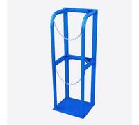 Oxygen cylinder rack,Universal Oxygen Tank Holder with Safety Chains - Durable Floor-Mountable Gas Cylinder Bracket for Nursing Homes & Medical Use (Blue, 30cm/11.75")