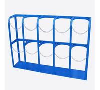 Oxygen cylinder rack,Universal Oxygen Tank Holder with Safety Chains - Durable Floor-Mountable Gas Cylinder Bracket for Nursing Homes, 59" Length, Secure Oxygen Tank Shelf (Blue)
