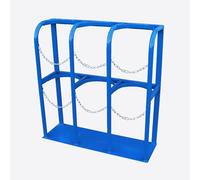 Oxygen cylinder rack,Universal Oxygen Tank Holder with Safety Chains - Durable Floor-Mountable Gas Cylinder Shelf for Nursing Homes - 90cm (35 3/8") Blue Oxygen Cylinder Bracket
