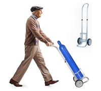 Oxygen Cylinder Trolley， Cylinder Tank Holder Lightweight Aluminum Oxygen Cart Dolly, Adjustable Height Gas Trolley for Clinics(12.5cm/4.9in)