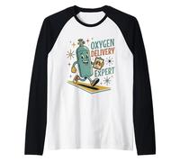 Oxygen Delivery Expert Vintage Mascot Respiratory Therapist Raglan Baseball Tee