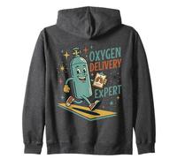 Oxygen Delivery Expert Vintage Mascot Respiratory Therapist Zip Hoodie
