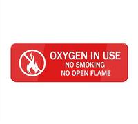 Oxygen In Use No Smoking No Open Flame Sign For House, Strong Self-Adhesive Signs For Home, Premium Durable Metal Tin Sign For Door/Wall/Window 4×16 Inch
