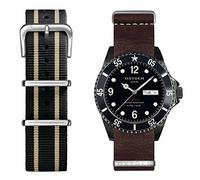 Oxygen Moby Dick Black 40 Mens Quartz Watch with Black Dial Analogue Display and Multicolour Leather Strap EX-D-MBB-40-2S