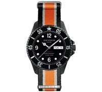Oxygen Moby Dick Black 44 Mens Quartz Watch with Black Dial Analogue Display and Multicolour Nylon Strap EX-D-MBB-44-NN-BLIVOR