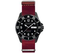 Oxygen Moby Dick Black 44 Mens Quartz Watch with Black Dial Analogue Display and Red Leather Strap EX-D-MBB-44-NL-RE
