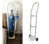Oxygen Tank Holder Cart - 2-Wheel Adjustable Medical Cylinder Rack for D/E Bottles, Height 37.4"/43.3", Perfect for Home & Nursing Care (White, H-110cm)