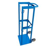 Oxygen Tank Holder Portable Acetylene Cylinder Rack with Handrails and Wheels, Rolling Cart(Blue)